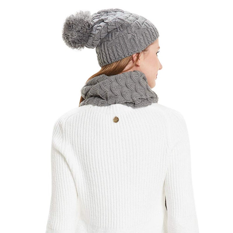 HANERDUN Women Girls Fashion Winter Warm Knitted Hat Beanie Hat Scarf Set Dark Gray - Image 2
